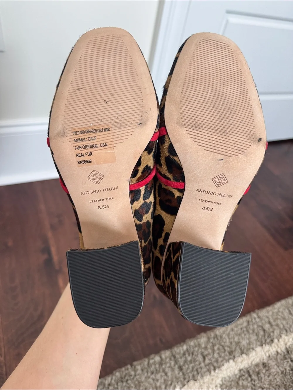 NEW Antonio Melani Real Calf Hair & Leather Loafer Heels Shoes Funky Chic Style - Picture 10 of 10